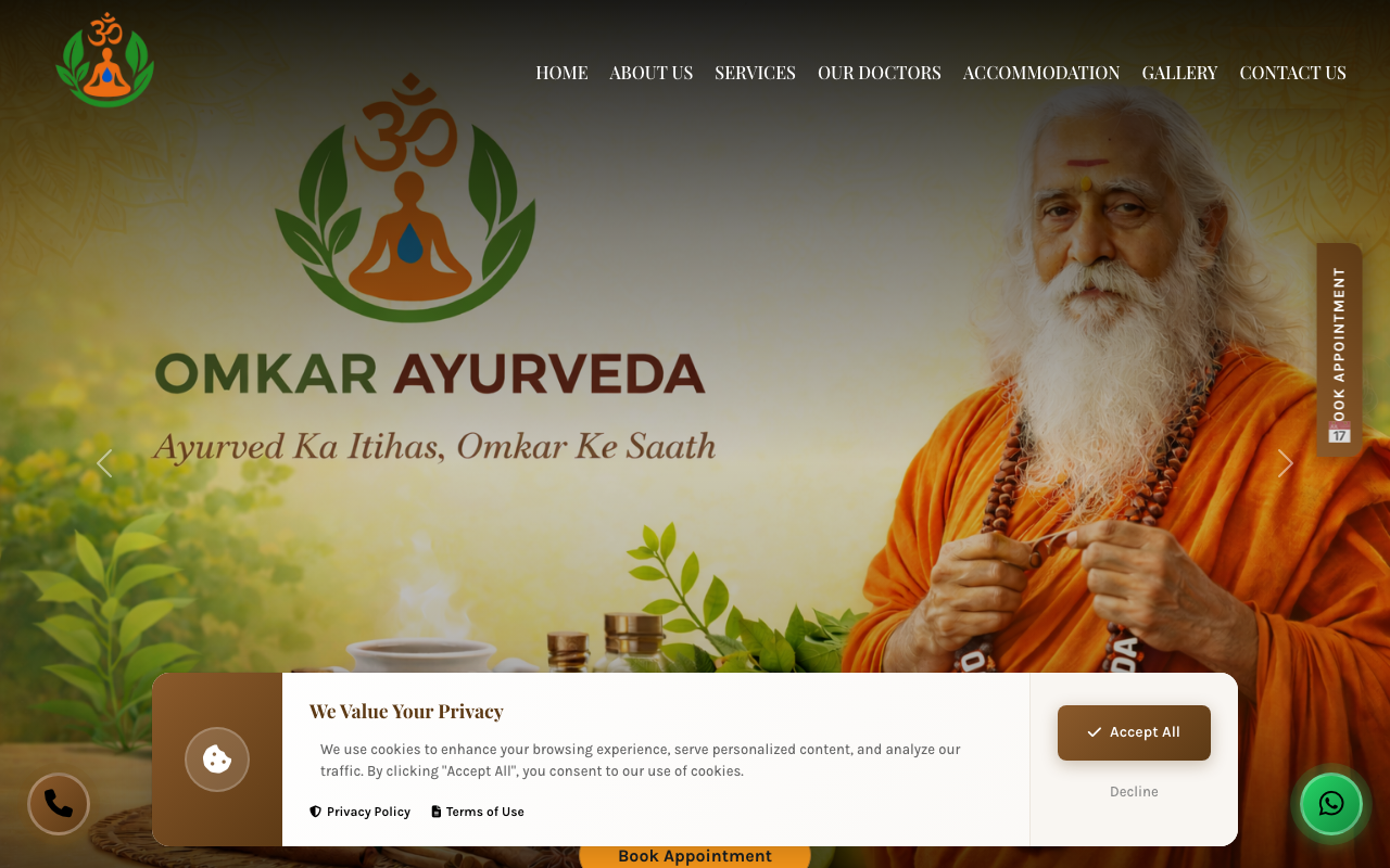 Omkar Ayurved Hospital website